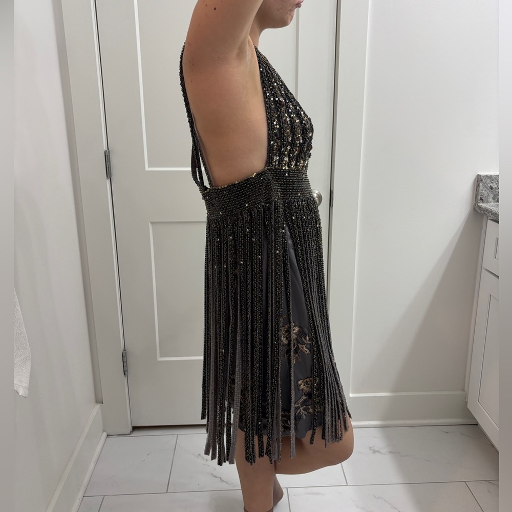 NWT Mandalay Beaded Fringe Cocktail Party Festival Dress new years eve dark age - Picture 16 of 16